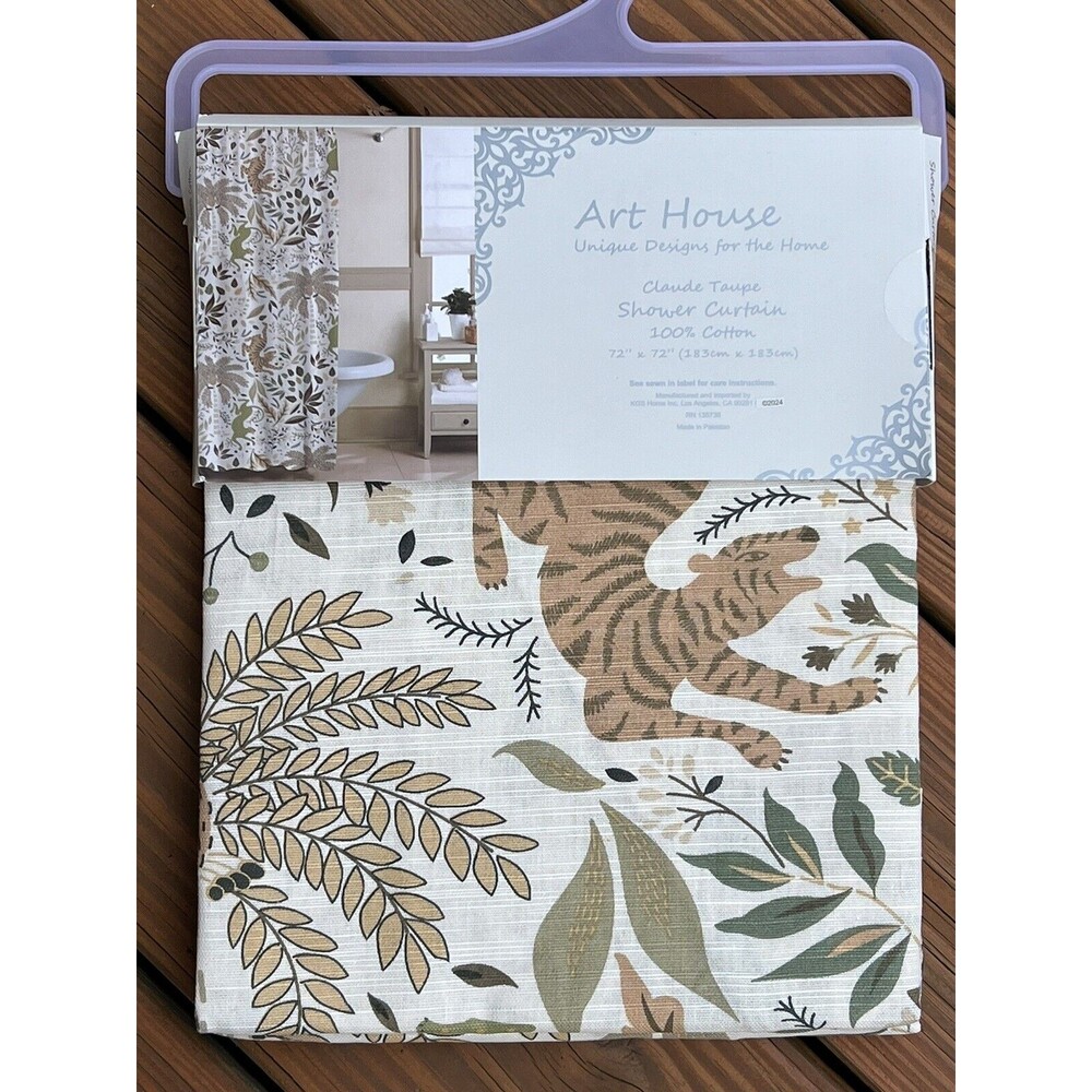 Art House Claude Taupe Fabric Shower Curtain Multicolor Cottage Beige New